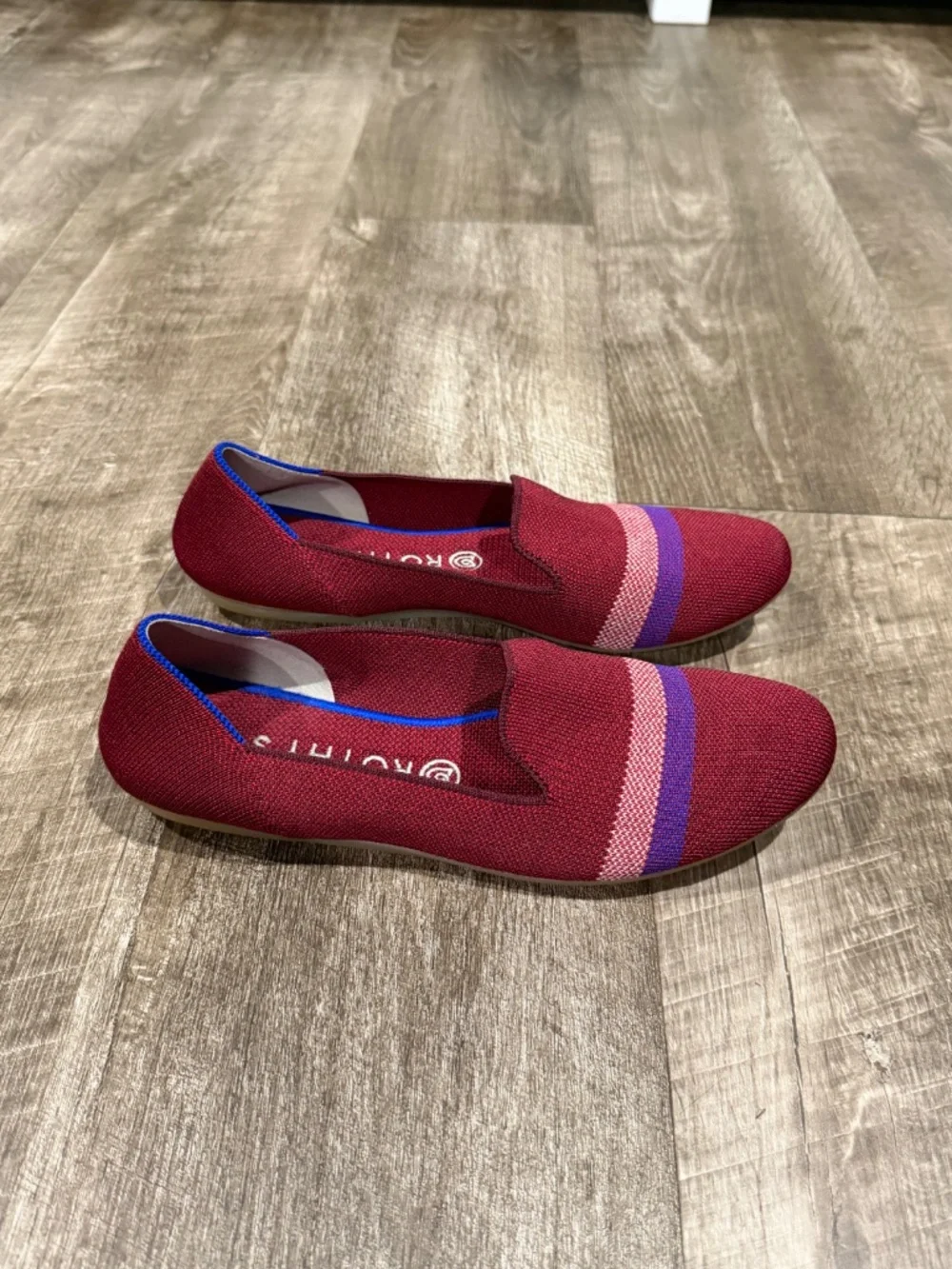 Rothy’s Garnet Reflective Stripe Loafers EUC Womens size 10